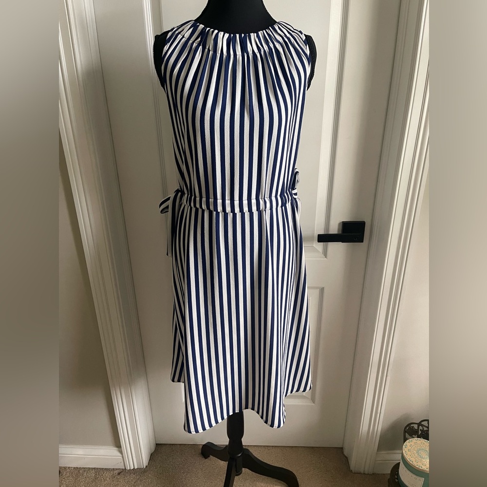 Juicy Couture A-Line Halter Mini Dress White Blue NWOT size M